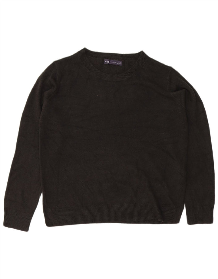 Marks & Spencer - Jersey de cuello redondo para mujer, talla 40, talla mediana, acrílico negro