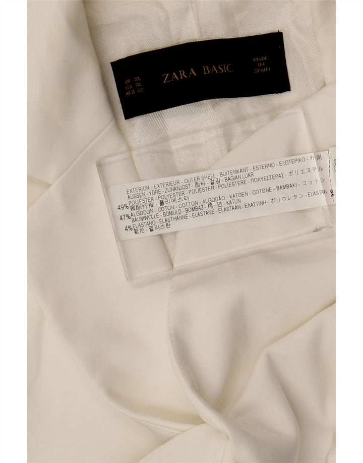 ZARA Chaqueta Blazer De 1 Botón Mujer ES 40 XL Poliéster Blanco