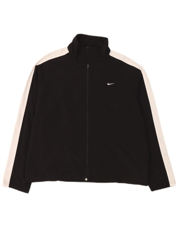 Nike Chaqueta de chándal para mujer US 12/14 Grande Negro Colorblock Poliéster