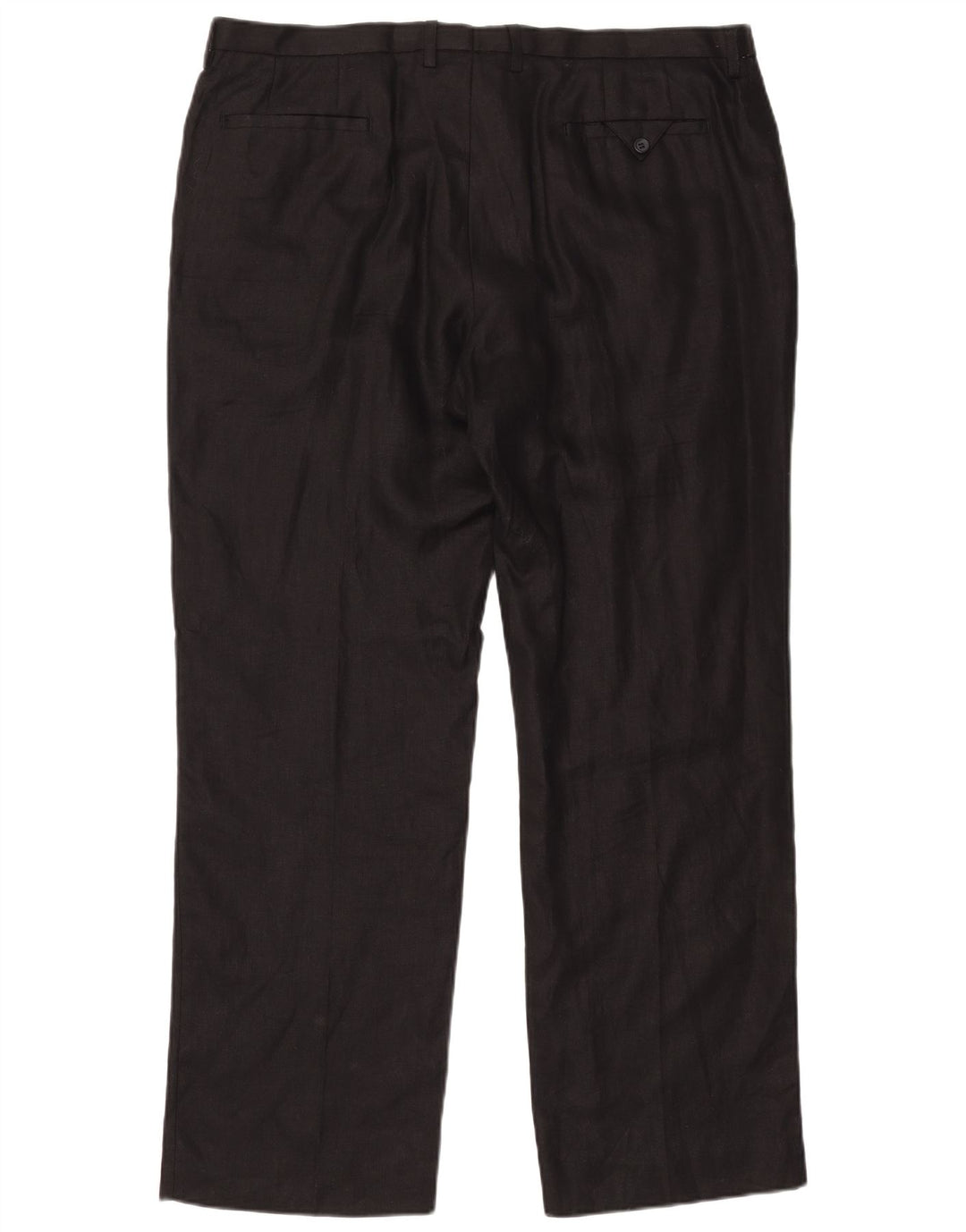 MARKS & SPENCER Pantalones de traje rectos Autograph para hombre W42 L33 Lino negro