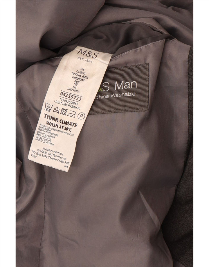 Marks & Spencer Chaqueta tipo blazer de 2 botones para hombre Reino Unido 42 Poliéster gris grande