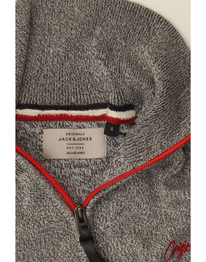 Jack & Jones Jersey con cuello y cremallera para hombre, talla pequeña, gris moteado