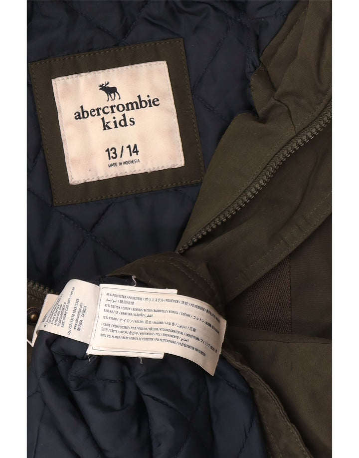 ABERCROMBIE & FITCH Parka con capucha para niño 13-14 años Caqui Poliéster