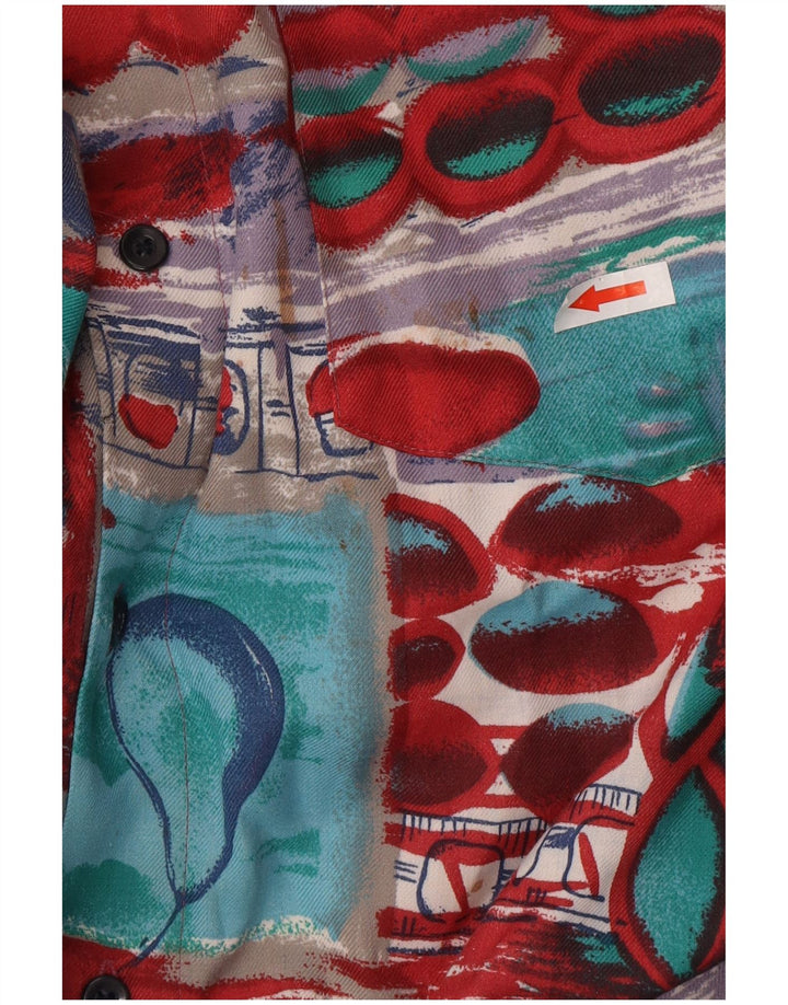 Vintage hombres patrón abstracto camisa pequeña multicolor