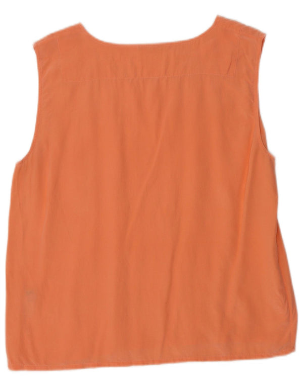 Blusa vintage sin mangas para mujer Top IT 40 Pequeña seda naranja