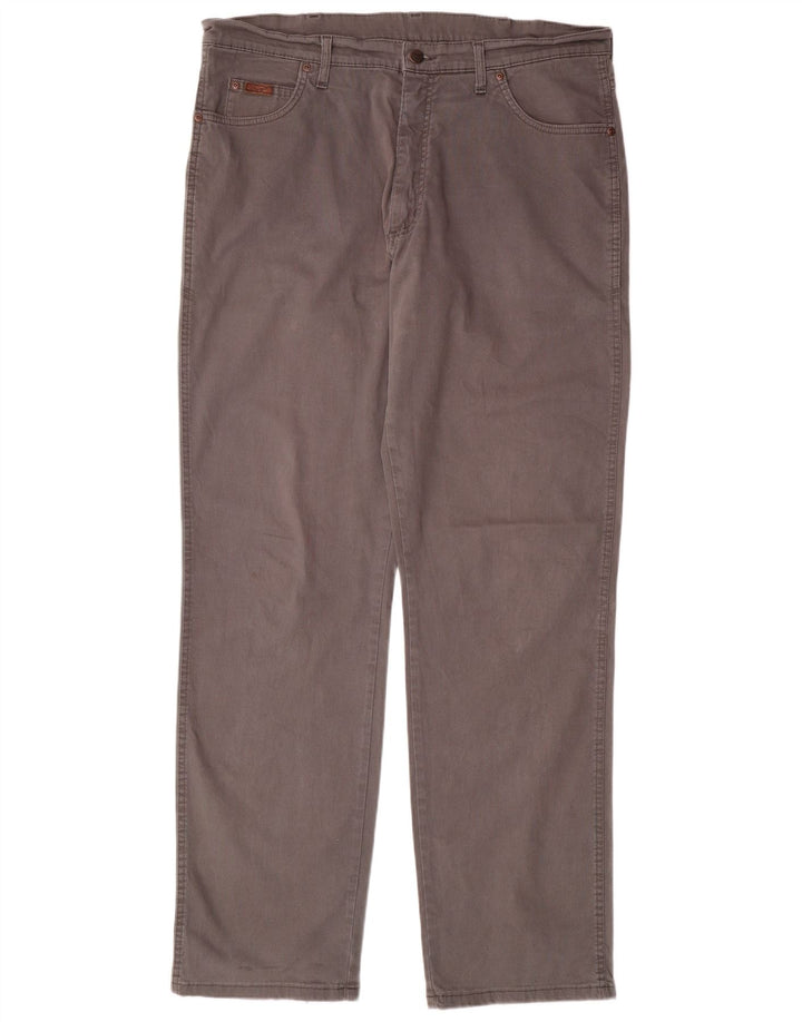 WRANGLER Pantalones informales rectos para hombre W38 L34 Algodón gris