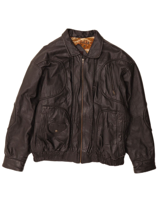 Karlsburg Chaqueta de cuero para hombre IT 54 2XL Cuero negro
