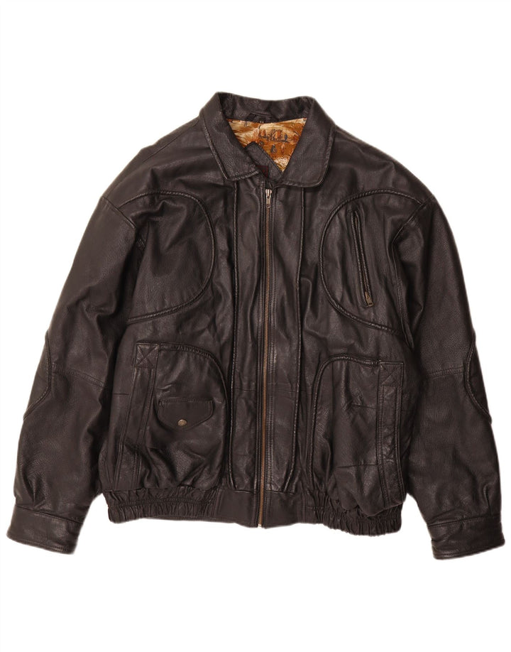 Karlsburg Chaqueta de cuero para hombre IT 54 2XL Cuero negro