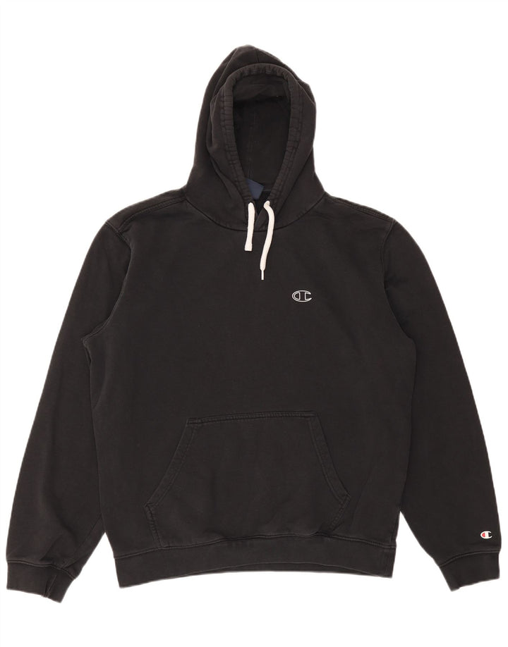 CHAMPION Sudadera con capucha para hombre Jersey grande de algodón negro