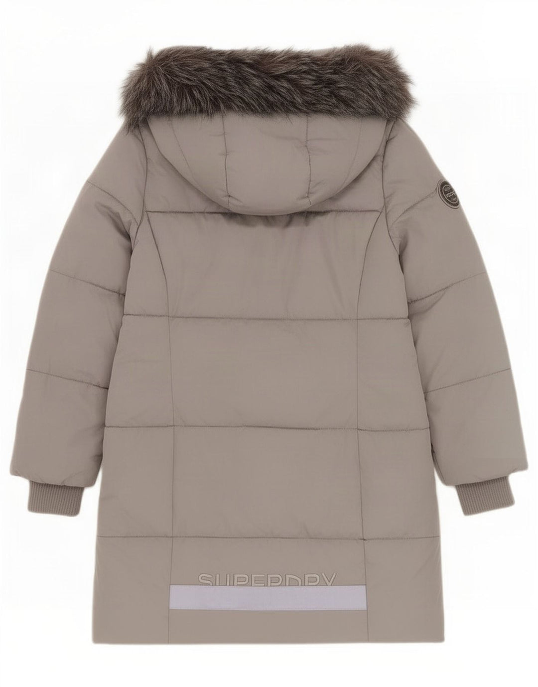 Superdry Abrigo acolchado con capucha y gráfico para mujer, UK 40 Poliéster gris medio