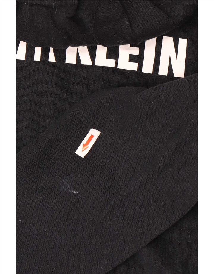 Calvin Klein Suéter con capucha y cremallera gráfica para hombre, tamaño mediano, negro