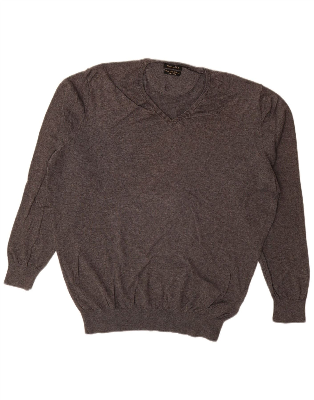 MASSIMO DUTTI Jersey Cuello Pico Hombre XL Gris Algodón