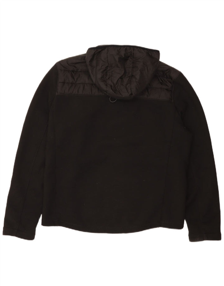 Zara Chaqueta acolchada con capucha para hombre UK 40 Large Algodón negro