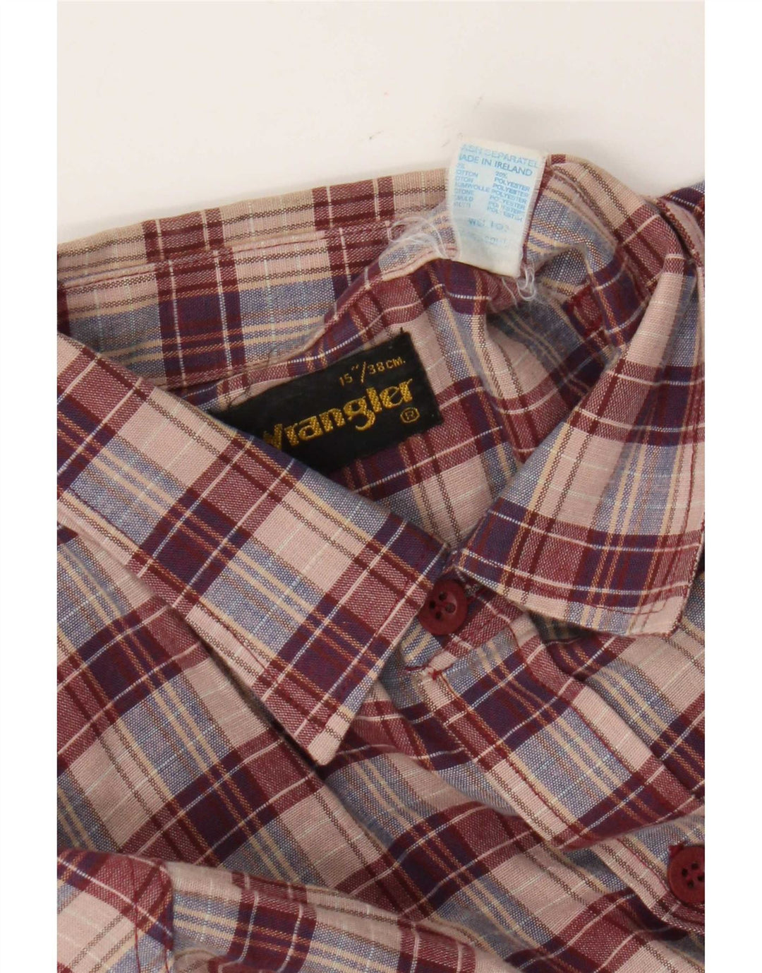Wrangler Camisa de franela para hombre Talla 38 15 Algodón a cuadros rojo mediano