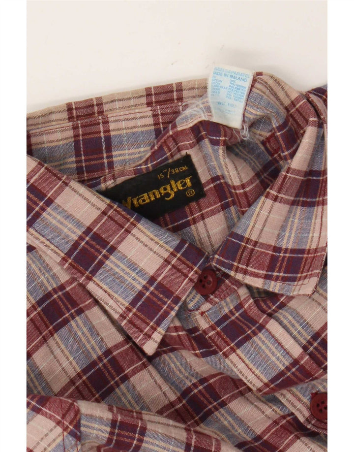 Wrangler Camisa de franela para hombre Talla 38 15 Algodón a cuadros rojo mediano