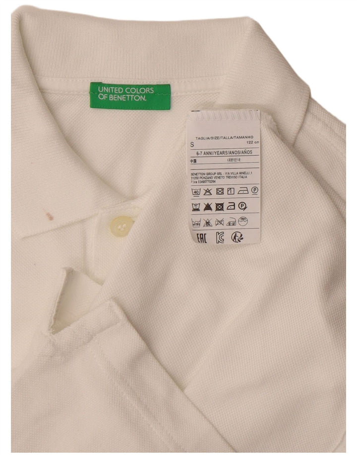 Benetton Polo para Niño 6-7 Años Small Blanco Algodón