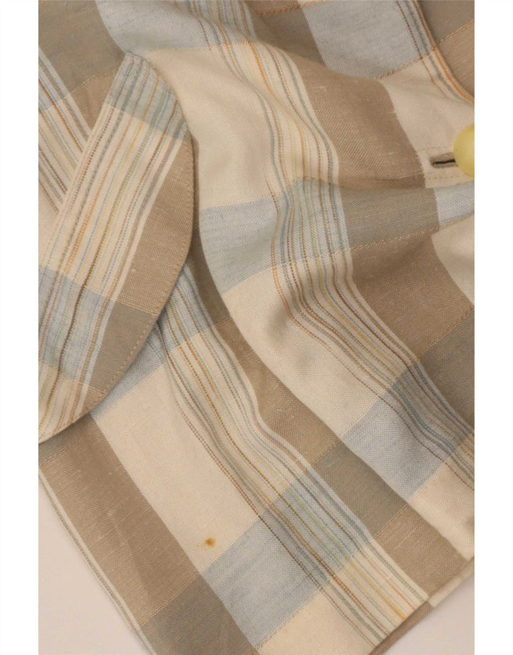Vintage mujer 2 botones Blazer chaqueta Reino Unido 14 cheque beige medio