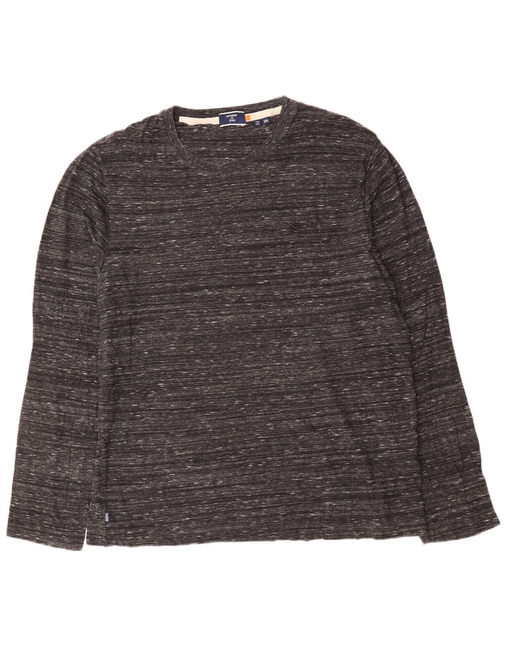 SUPERDRY Camiseta de manga larga para hombre 3XL Algodón moteado gris