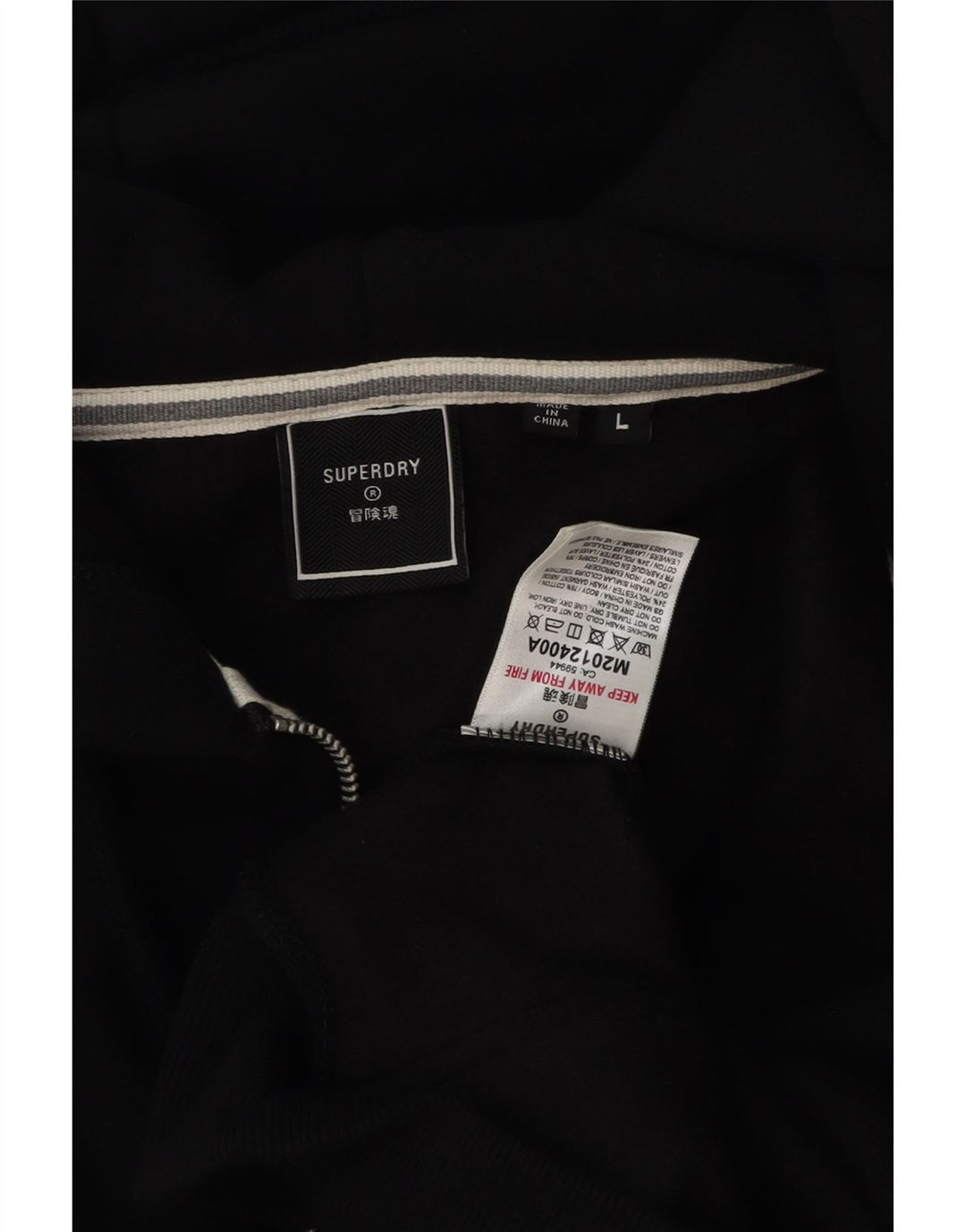 Superdry Sudadera con capucha y cremallera para hombre, talla grande, algodón negro