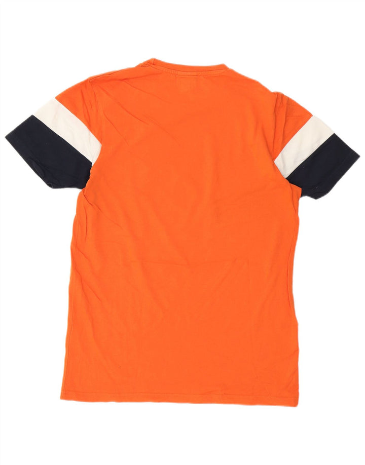 Ellesse Hombre Camiseta Gráfica Top Algodón Color Block Naranja Mediano