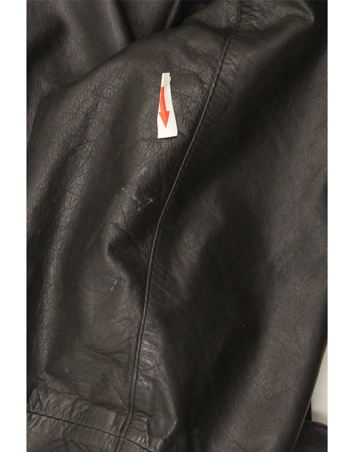 VINTAGE Chaqueta de cuero para mujer Reino Unido 16 Cuero negro grande
