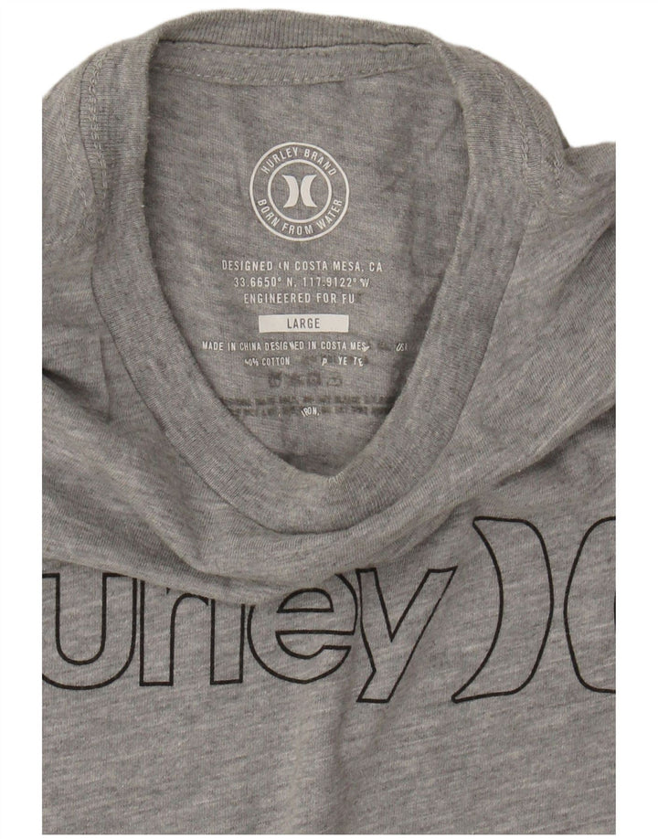 HURLEY Camiseta gráfica para niños 12-13 años Grande Gris Moteado de algodón