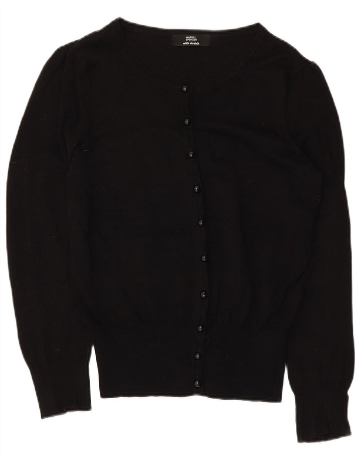 Marks & Spencer Suéter tipo cárdigan para mujer UK 8 Small Viscosa negra