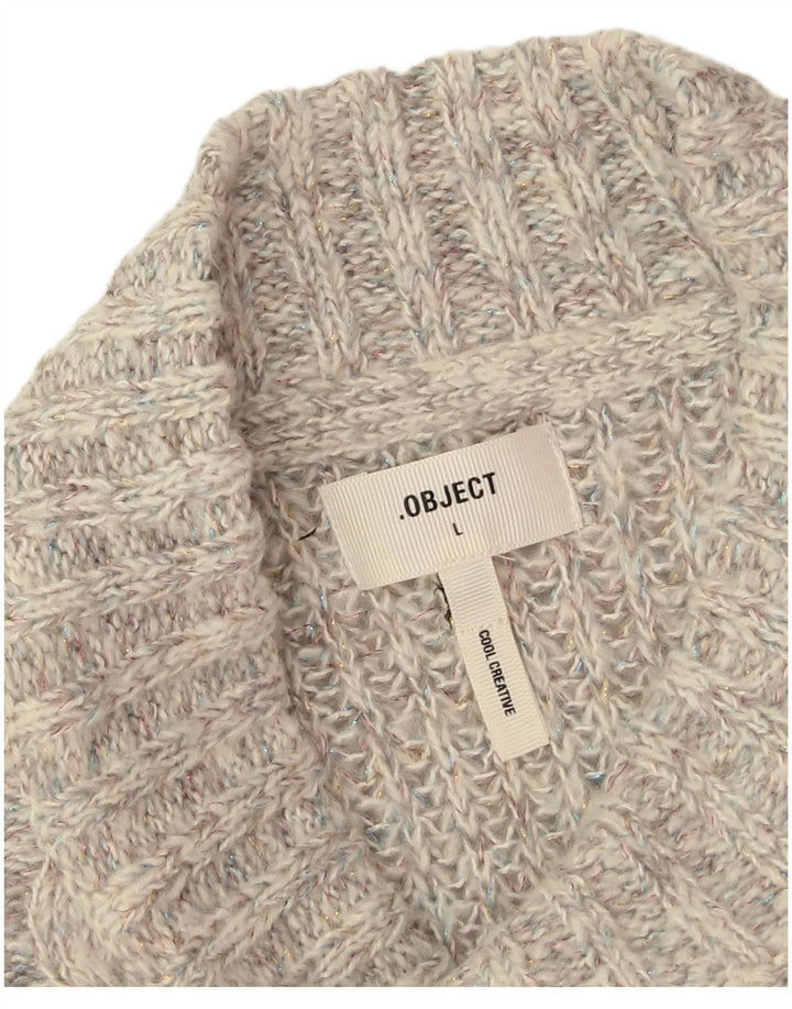 Object Suéter tipo jersey con cuello redondo para mujer, talla 46, acrílico gris grande