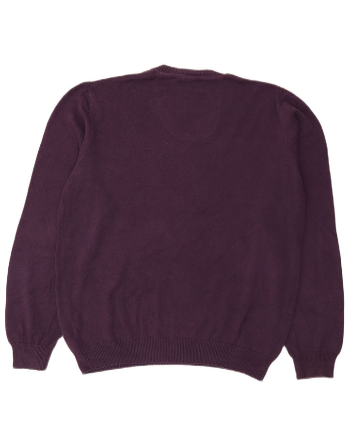 Marks & Spencer Jersey de corte regular con cuello en V para hombre de algodón morado medio