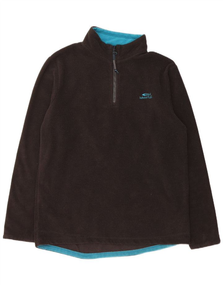 Weird Fish Jersey de forro polar con cuello y cremallera para hombre Poliéster negro mediano