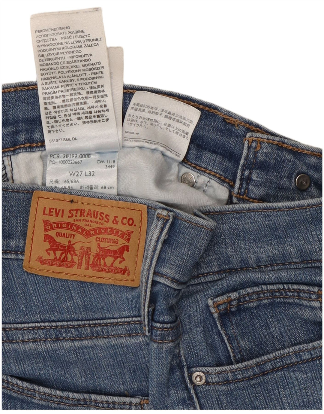 Levi's Jeans Ajustados Adelgazantes Mujer W27 L32 Algodón Azul