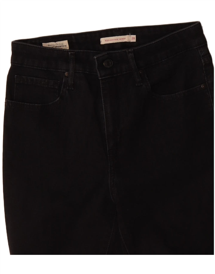 LEVI'S Jeans ajustados de talle alto 721 para mujer W28 L28 Algodón negro