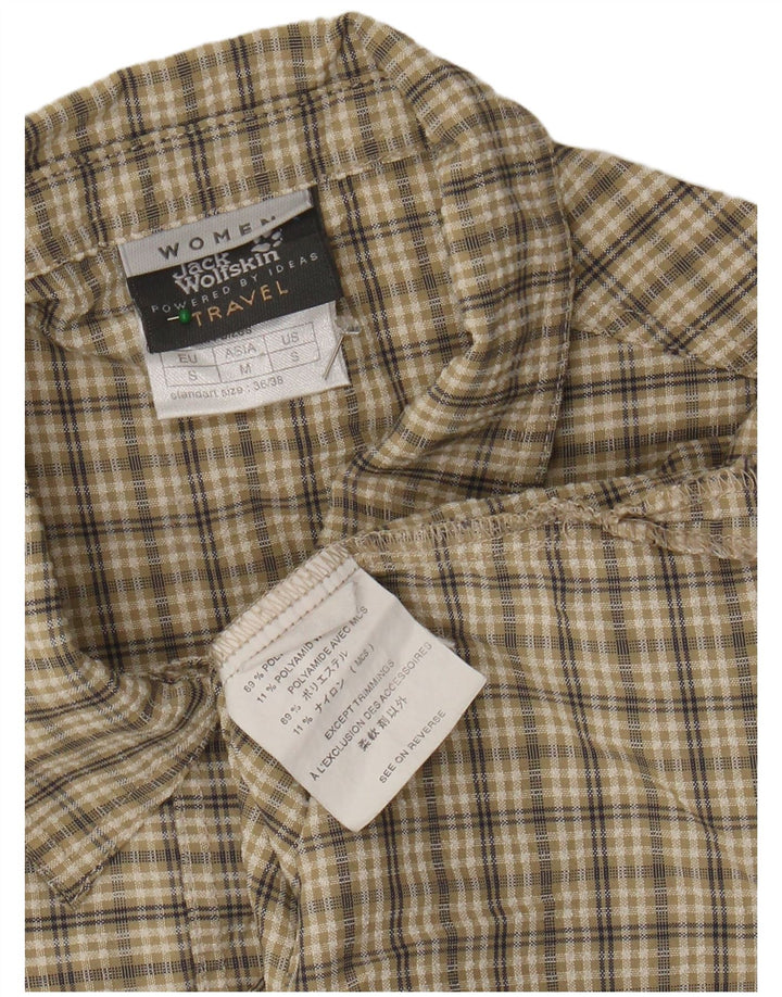 JACK WOLFSKIN Camisa sin mangas para mujer UK 10 Small Beige Check Poliéster