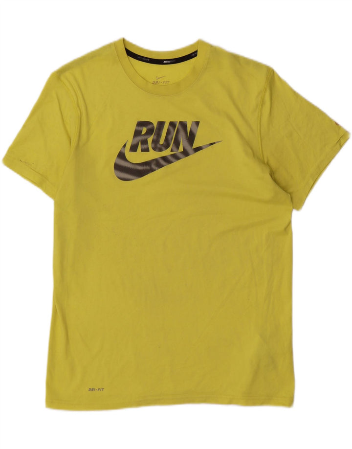 Camiseta Nike Dri Fit Graphic para hombre, parte superior de poliéster amarillo medio