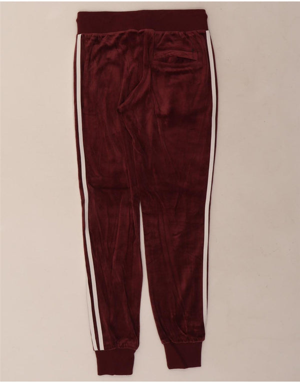 Adidas Mujer Terciopelo Chándal Pantalones Joggers UK 8 Small Borgoña Algodón