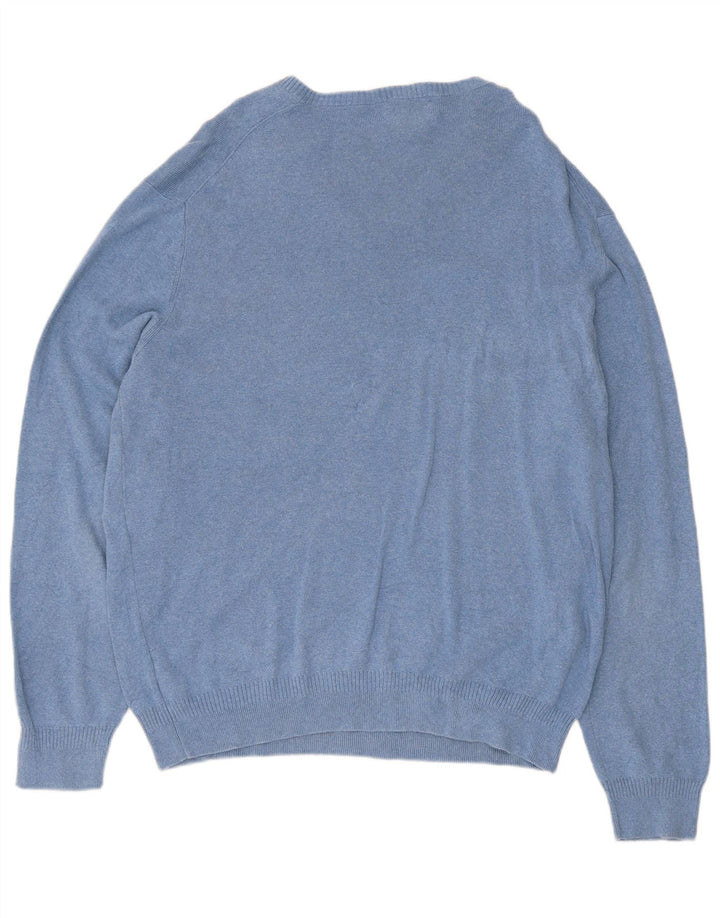 Calvin Klein - Jersey con cuello en V para hombre, talla grande, algodón azul