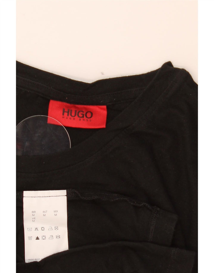 Hugo Boss Hombre Camiseta Top Medium Negro Algodón