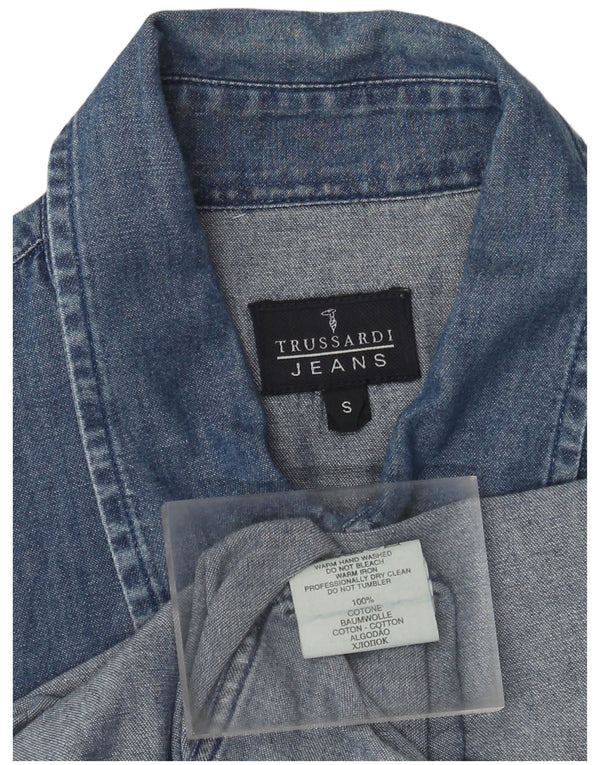 Trussardi Jeans Camisa Vaquera Hombre Small Azul Algodón