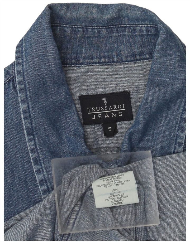 Trussardi Jeans Camisa Vaquera Hombre Small Azul Algodón