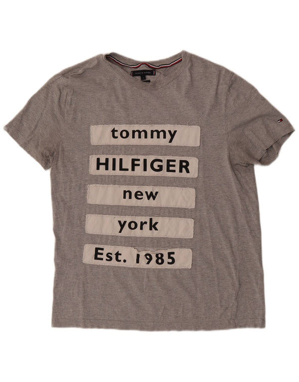 Tommy Hilfiger Camiseta gráfica para mujer Top UK 46 Algodón gris grande