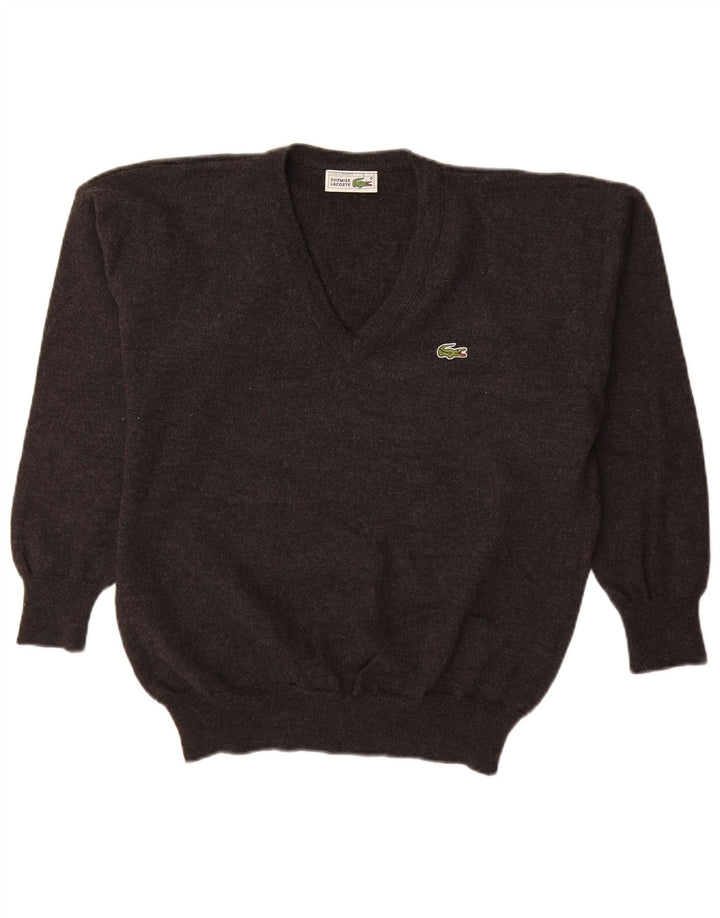 Lacoste Jersey con cuello en V para hombre Talla 6 XL Gris Lana virgen
