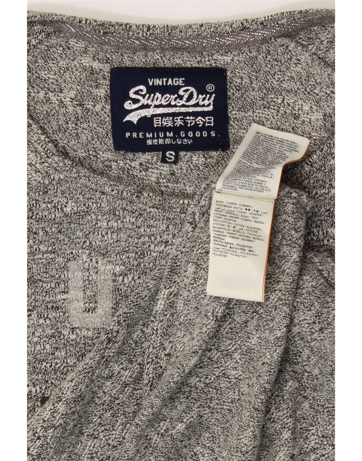 SUPERDRY Top gráfico extragrande para mujer, manga larga, talla 40, algodón gris pequeño