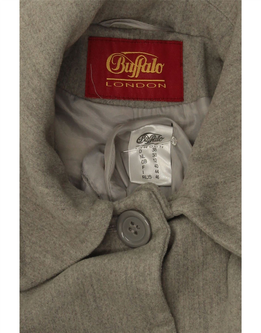 BUFFALO Womens Trench Coat UK 12 Medium Grey Polyester Vintage Buffalo and Second-Hand Buffalo from Messina Hembry 