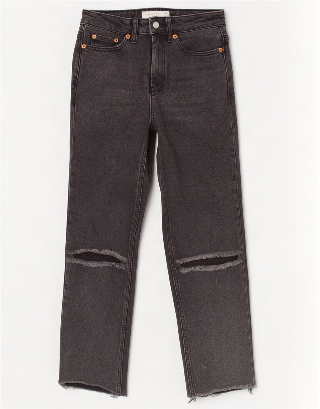 Topshop Vaqueros recortados desgastados para mujer W25 L24 Poliéster gris