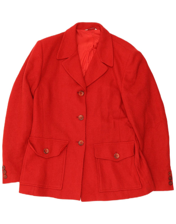 Stefanel Chaqueta Blazer de 3 Botones para Mujer UK 44 Lana Roja Mediana