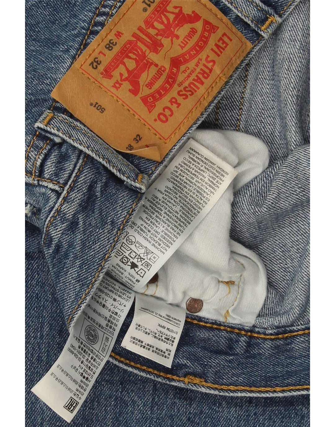 Levi's Vaqueros rectos 501 para hombre W38 L32 Algodón azul
