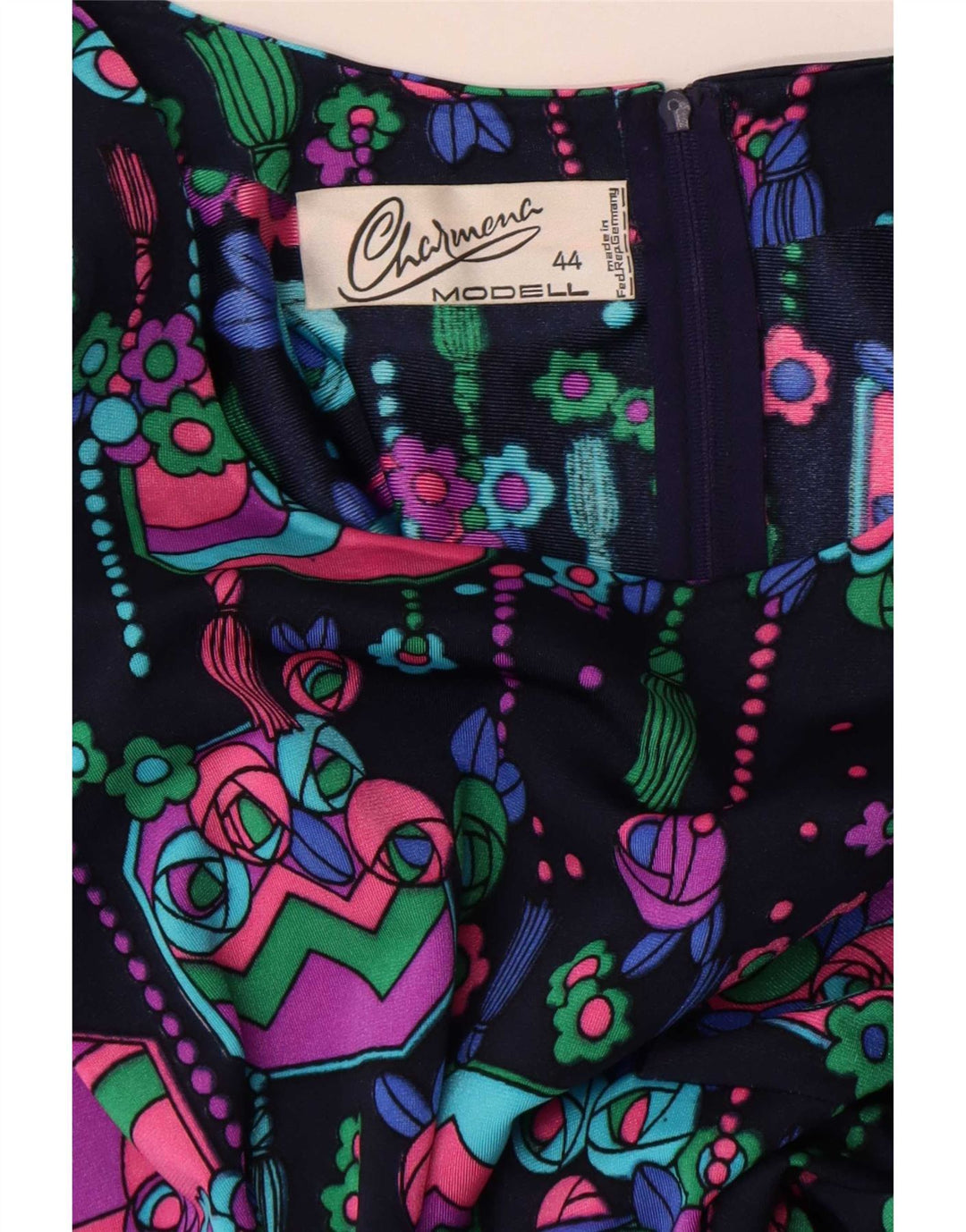 Vintage mujer Maxi A-Line vestido IT 44 medio multicolor floral retro