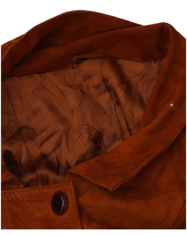 Vintage mujer ante abrigo Reino Unido 16 marrón grande