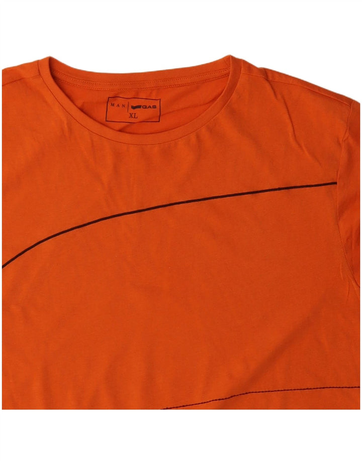 GAS Camiseta gráfica para hombre Top XL Naranja Algodón