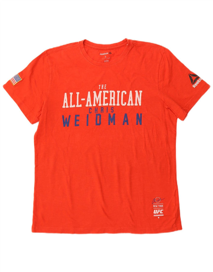 REEBOK Camiseta gráfica para hombre Top grande de algodón naranja